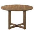 Pemberly Row 46-Inch Round Wood Dining Table with X-Cross Base in Walnut