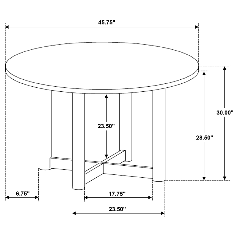 Pemberly Row 46-Inch Round Wood Dining Table with X-Cross Base in Walnut