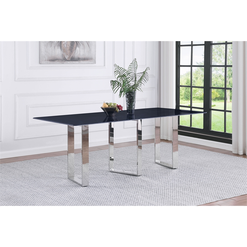 Pemberly Row 79-Inch Rectangular Sintered Stone Dining Table in Grey