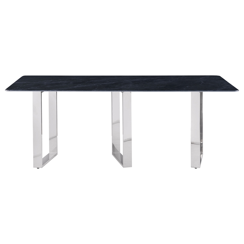 Pemberly Row 79-Inch Rectangular Sintered Stone Dining Table in Grey