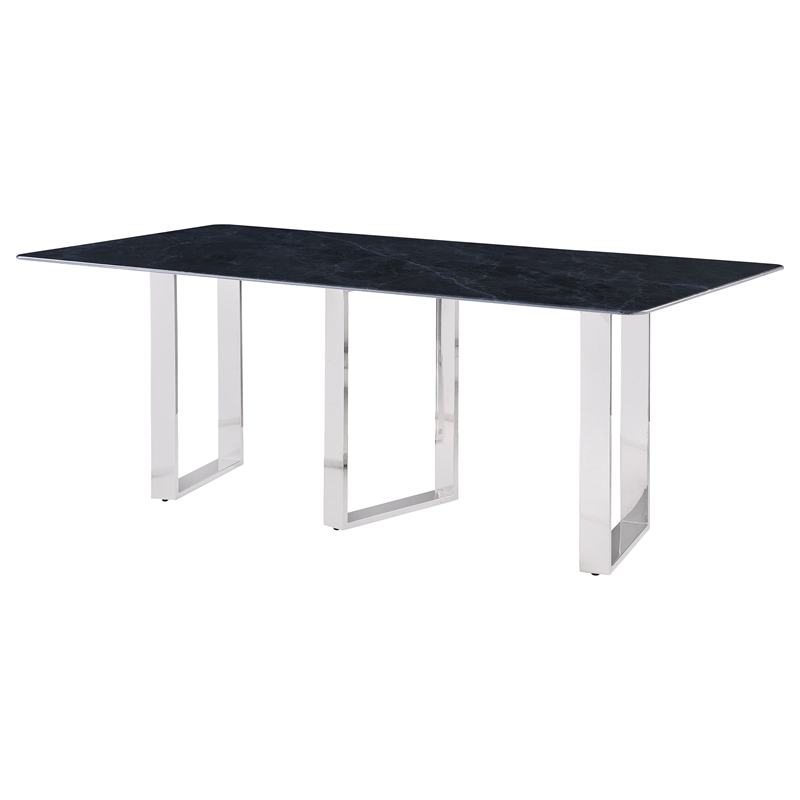 Pemberly Row 79-Inch Rectangular Sintered Stone Dining Table in Grey
