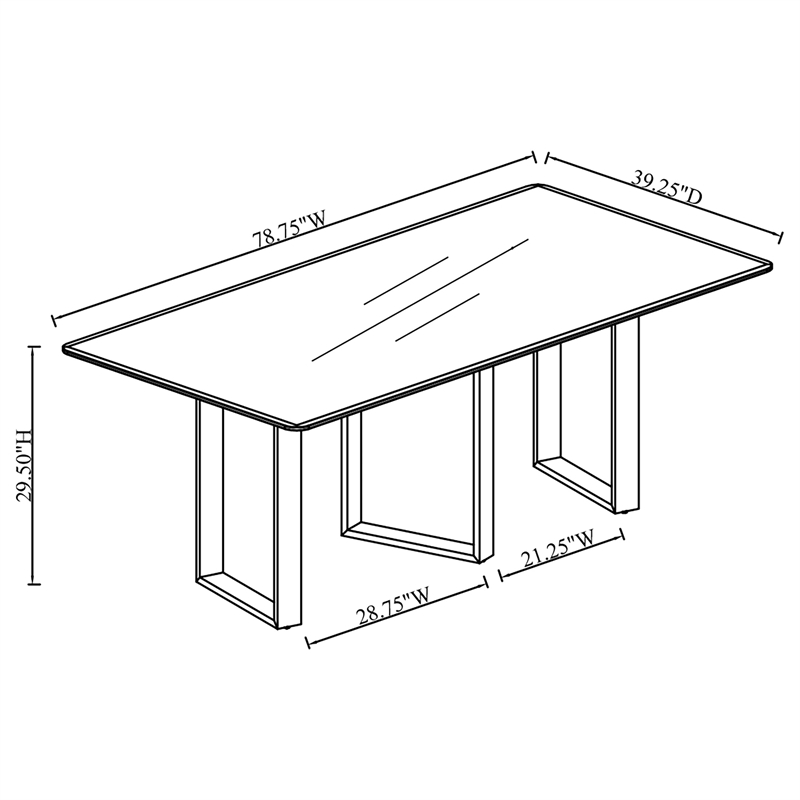Pemberly Row 79-Inch Rectangular Sintered Stone Dining Table in Grey