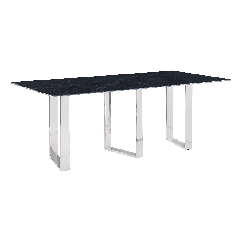 Pemberly Row 79-Inch Rectangular Sintered Stone Dining Table in Grey