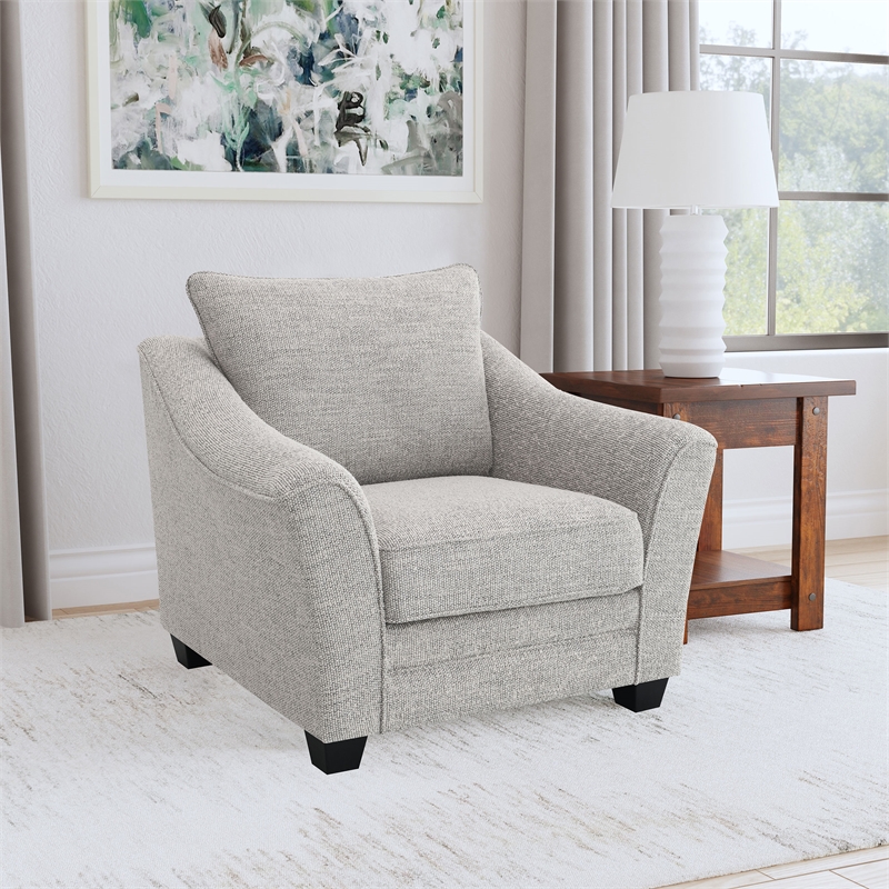 Pemberly Row Boucle Upholstered Accent Armchair in Light Grey