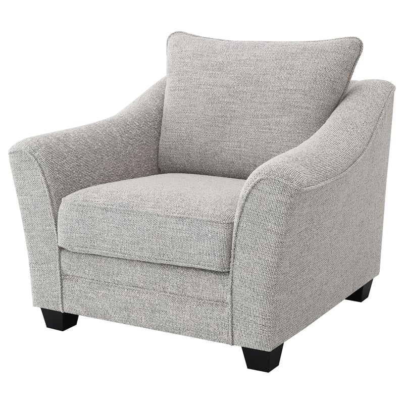 Pemberly Row Boucle Upholstered Accent Armchair in Light Grey