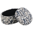 Pemberly Row Oval Upholstered Storage Ottoman in Indigo Blue