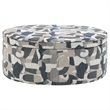 Pemberly Row Oval Upholstered Storage Ottoman in Indigo Blue