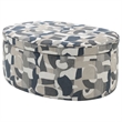 Pemberly Row Oval Upholstered Storage Ottoman in Indigo Blue