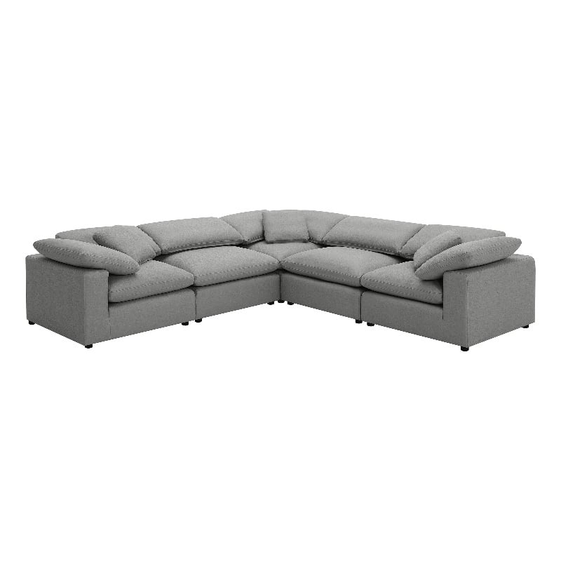 Pemberly Row 5-piece Boucle Upholstered Modular Sectional in Grey
