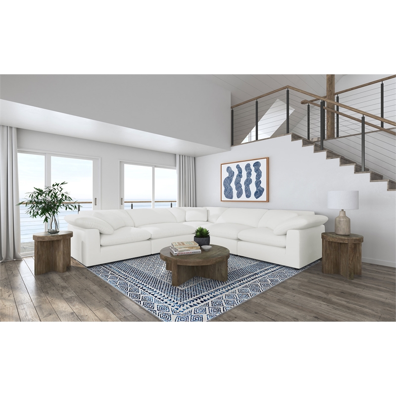Pemberly Row 6-piece Boucle Upholstered Modular Sectional in Ivory