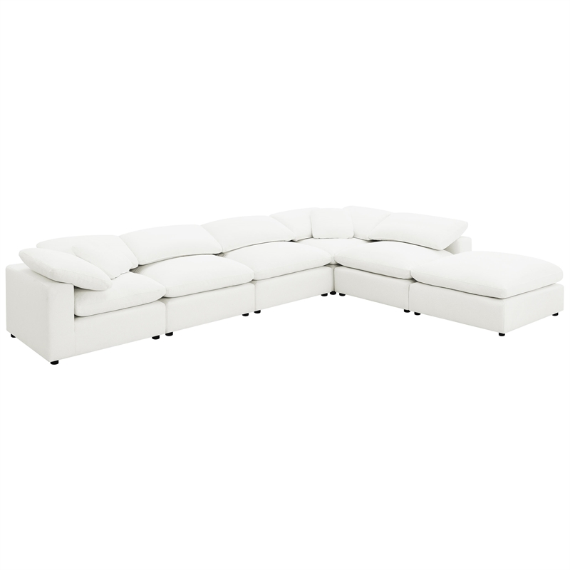 Pemberly Row 6-piece Boucle Upholstered Modular Sectional in Ivory