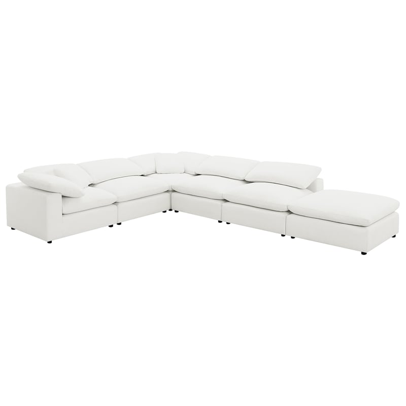 Pemberly Row 6-piece Boucle Upholstered Modular Sectional in Ivory