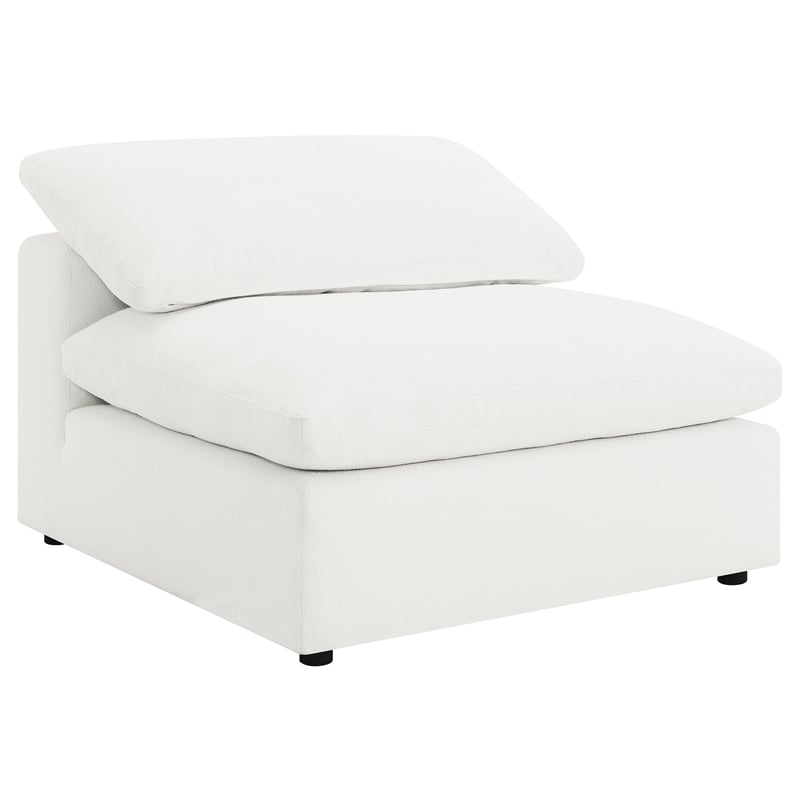 Pemberly Row Boucle Upholstered Modular Armless Chair in Ivory