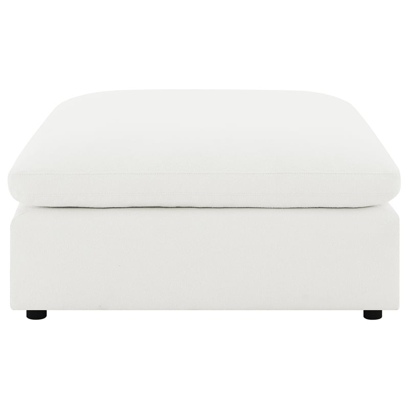 Pemberly Row Boucle Upholstered Modular Sectional Ottoman in Ivory