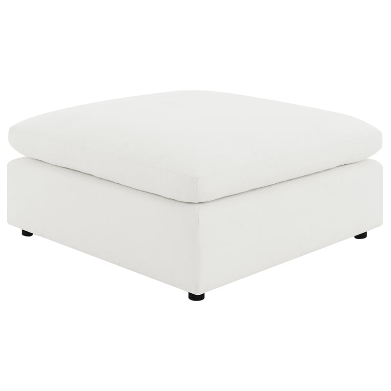 Pemberly Row Boucle Upholstered Modular Sectional Ottoman in Ivory