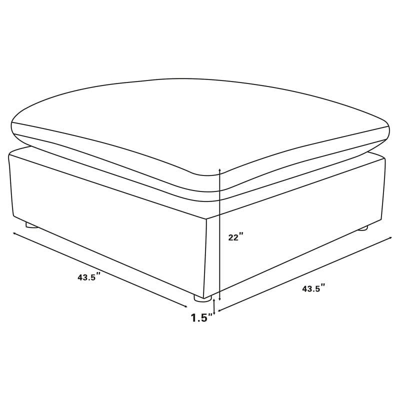 Pemberly Row Boucle Upholstered Modular Sectional Ottoman in Ivory