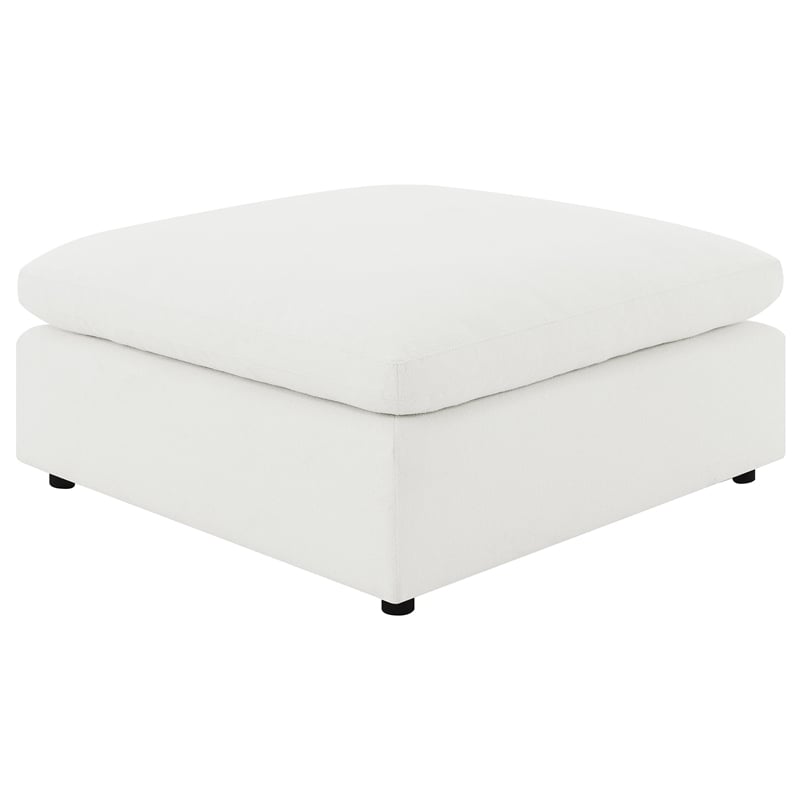Pemberly Row Boucle Upholstered Modular Sectional Ottoman in Ivory