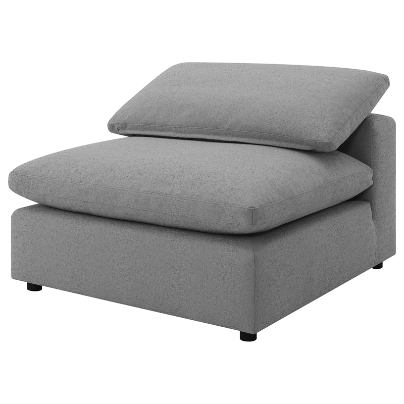 Pemberly Row Boucle Upholstered Modular Armless Chair in Grey