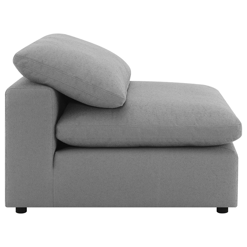 Pemberly Row Boucle Upholstered Modular Armless Chair in Grey