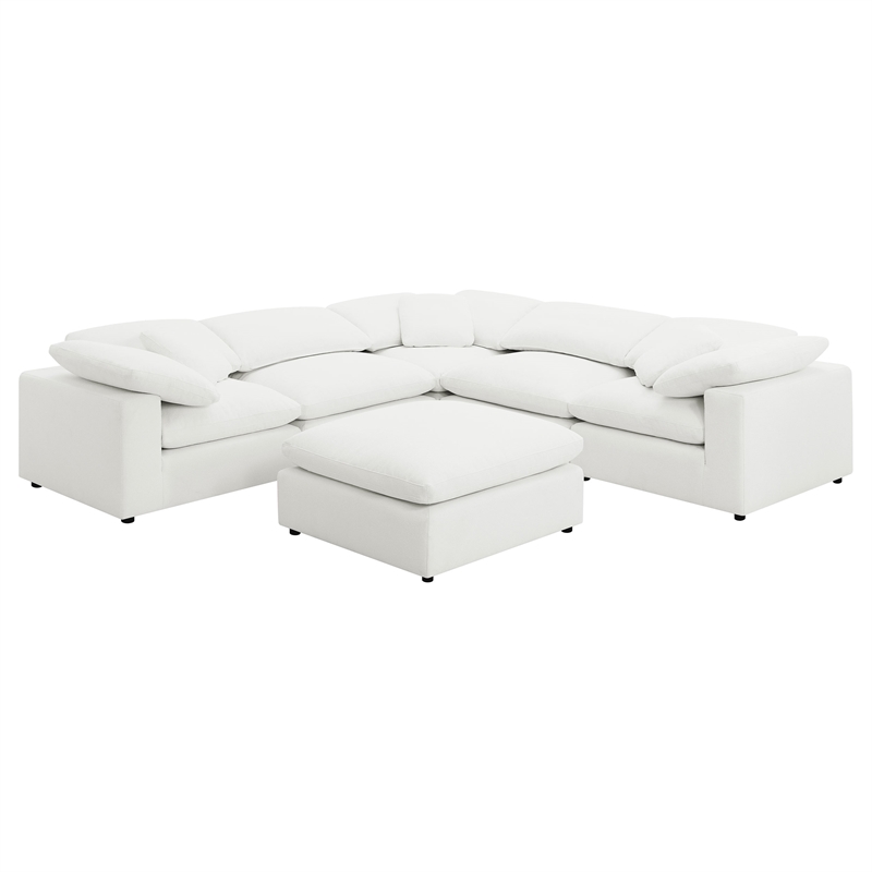 Pemberly Row 6-piece Boucle Modular Sectional with Ottoman in Ivory