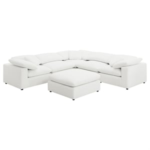 Pemberly Row 6-piece Boucle Modular Sectional with Ottoman in Ivory