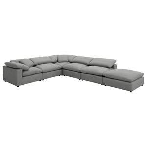 Pemberly Row 6-piece Boucle Modular Sectional with Ottoman in Grey
