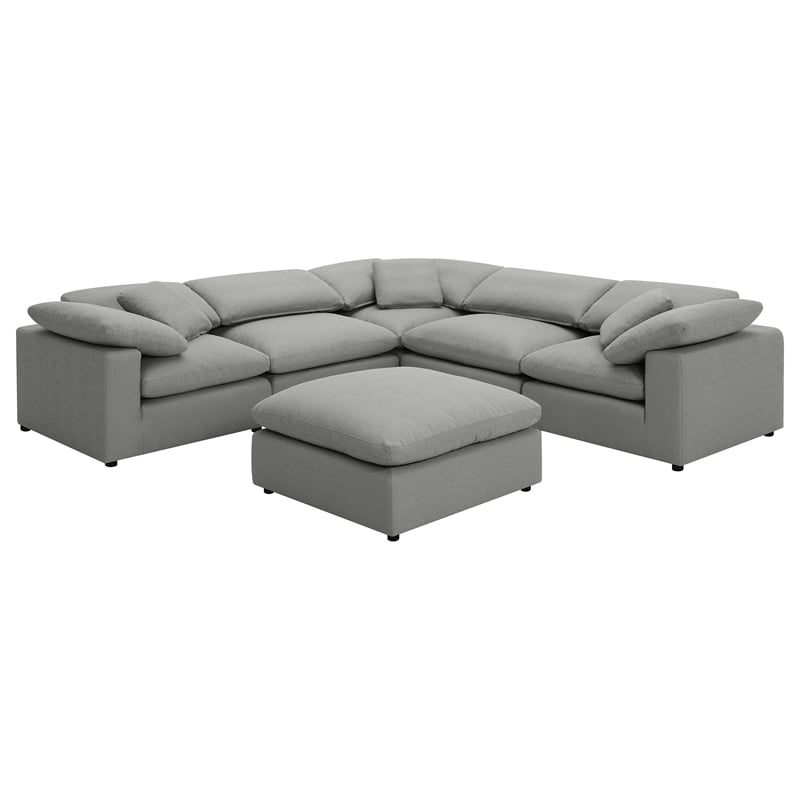 Pemberly Row 6-piece Boucle Upholstered Modular Sectional in Grey