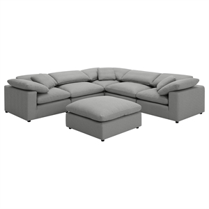 Pemberly Row 6-piece Boucle Upholstered Modular Sectional in Grey