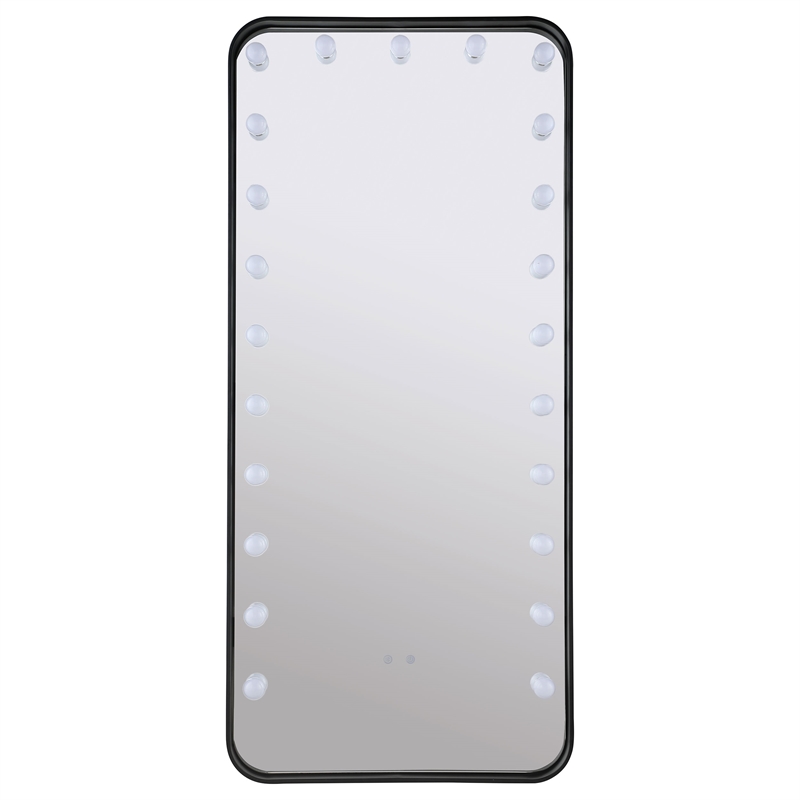 Pemberly Row 32 x 71 Inch LED Standing Mirror with Speakers in Black