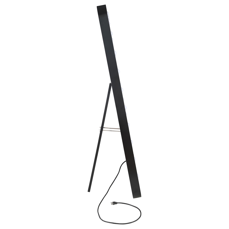 Pemberly Row 32 x 71 Inch LED Standing Mirror with Speakers in Black