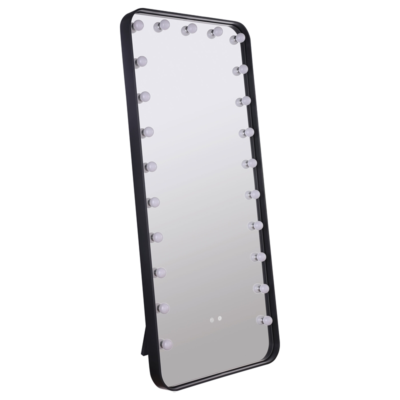 Pemberly Row 32 x 71 Inch LED Standing Mirror with Speakers in Black