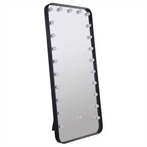 Pemberly Row 32 x 71 Inch LED Standing Mirror with Speakers in Black