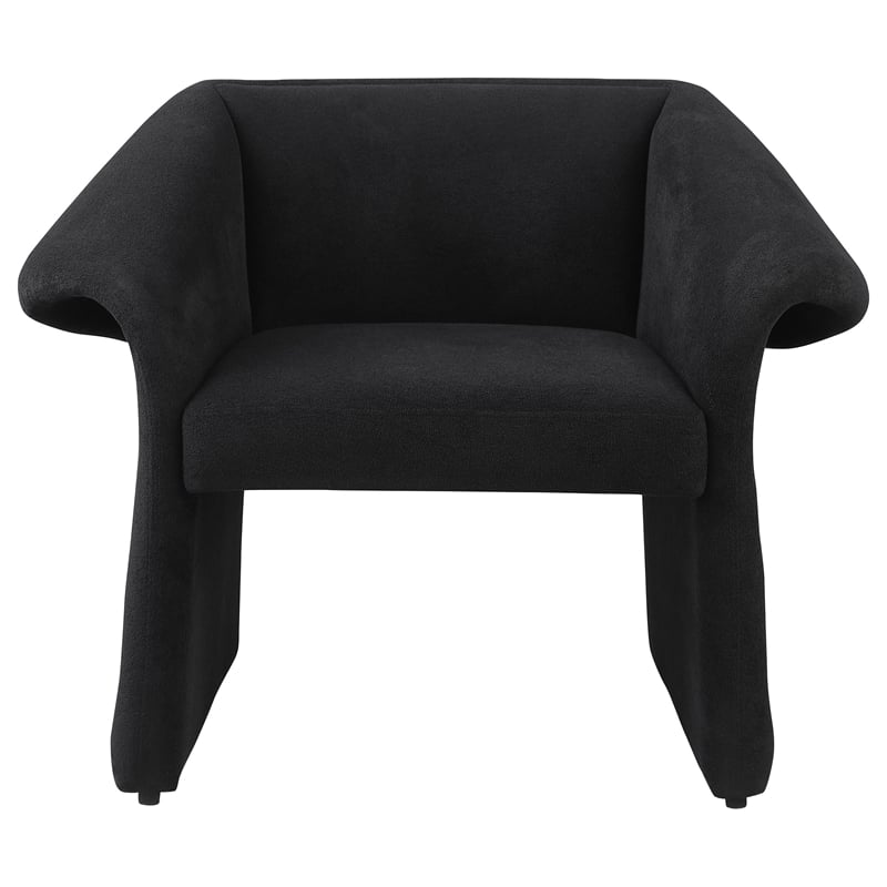 Pemberly Row Fabric Upholstered Sloped Arm Accent Chair in Black