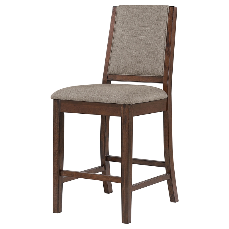 Pemberly Row Upholstered Counter Height Chair Set of 2 in Mango Oak