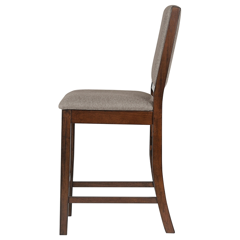 Pemberly Row Upholstered Counter Height Chair Set of 2 in Mango Oak