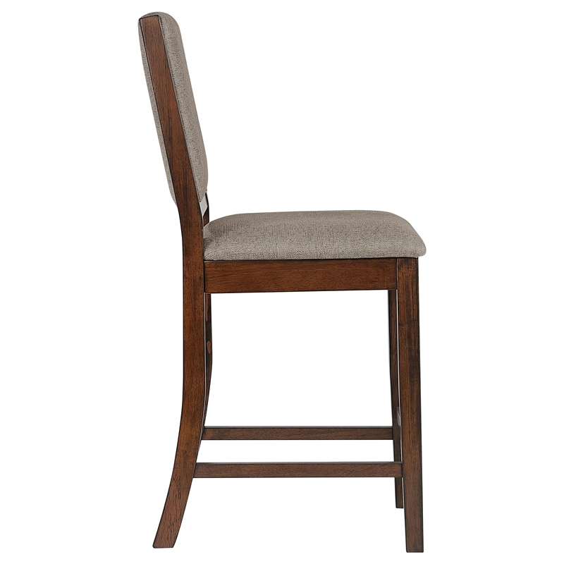 Pemberly Row Upholstered Counter Height Chair Set of 2 in Mango Oak