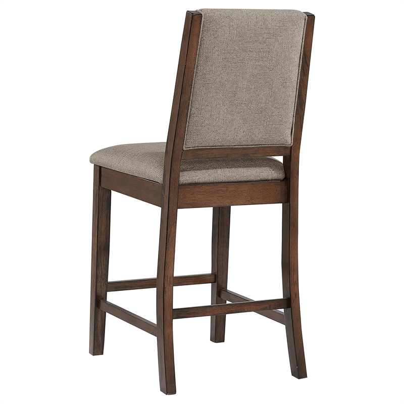 Pemberly Row Upholstered Counter Height Chair Set of 2 in Mango Oak