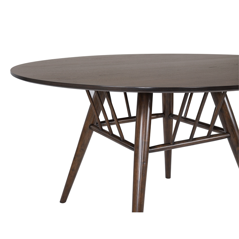 Pemberly Row Round 53-inch Wood Dining Table for 4 in Dark Walnut
