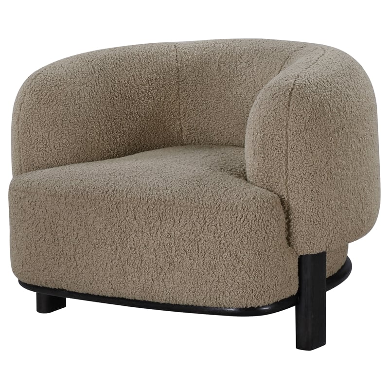 Pemberly Row Upholstered Barrel Back Accent Chair in Mushroom