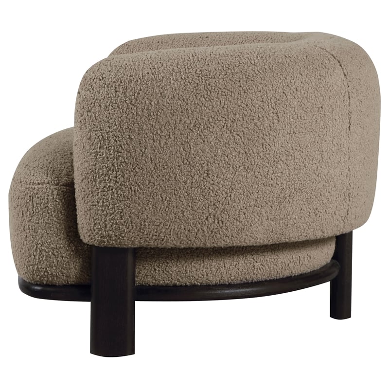 Pemberly Row Upholstered Barrel Back Accent Chair in Mushroom
