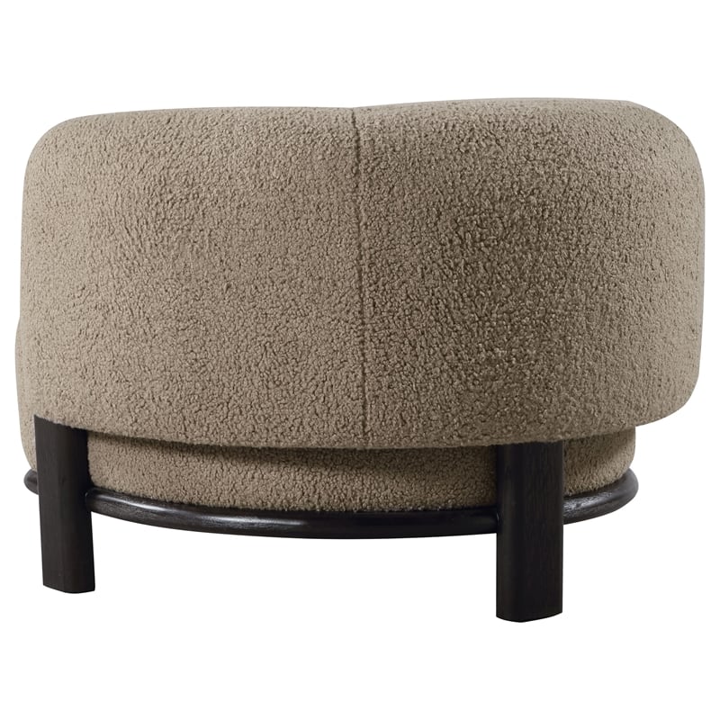 Pemberly Row Upholstered Barrel Back Accent Chair in Mushroom