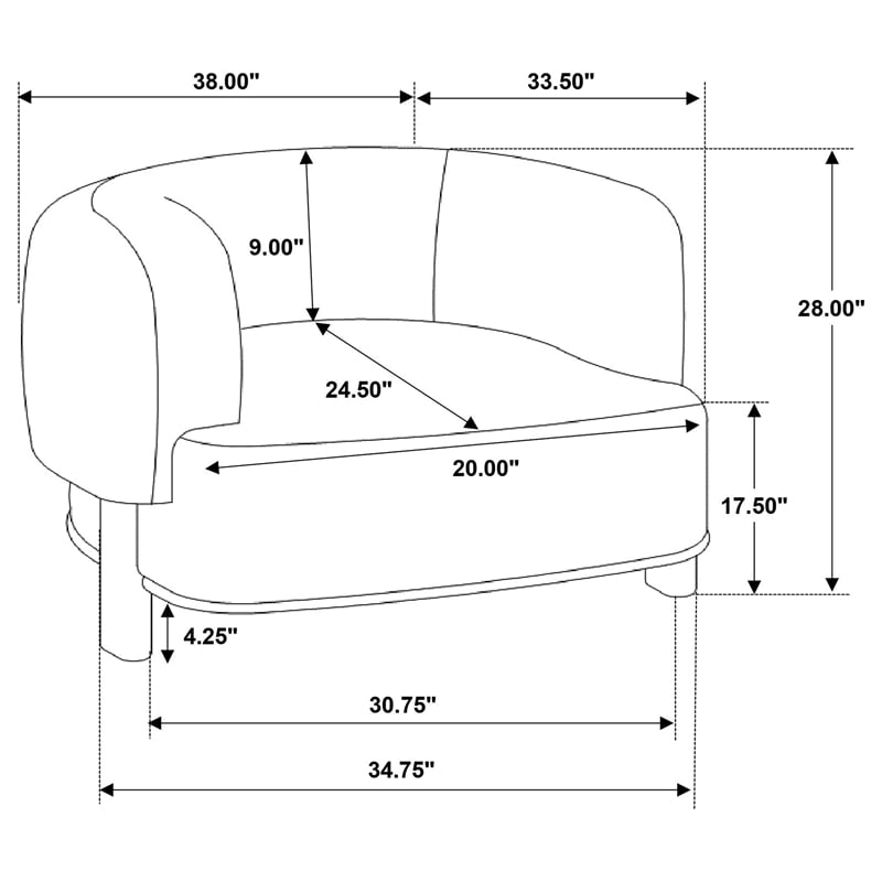 Pemberly Row Upholstered Barrel Back Accent Chair in Mushroom