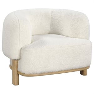 Pemberly Row Fabric Upholstered Barrel Back Accent Chair in Ivory