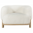 Pemberly Row Fabric Upholstered Barrel Back Accent Chair in Ivory