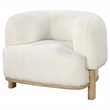 Pemberly Row Fabric Upholstered Barrel Back Accent Chair in Ivory