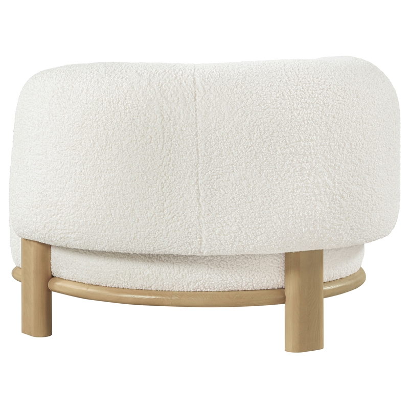 Pemberly Row Fabric Upholstered Barrel Back Accent Chair in Ivory