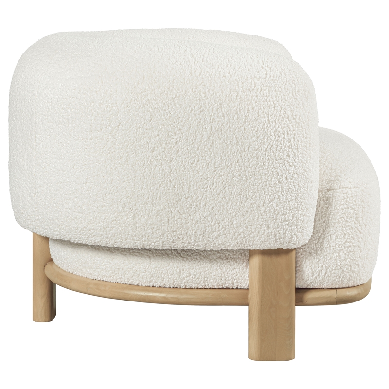 Pemberly Row Fabric Upholstered Barrel Back Accent Chair in Ivory