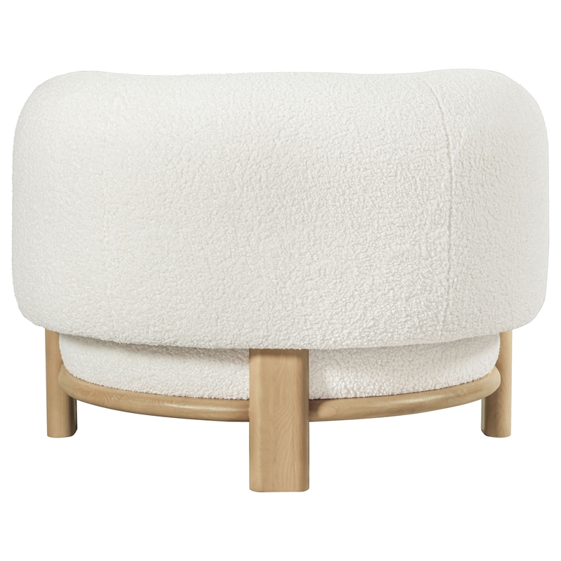 Pemberly Row Fabric Upholstered Barrel Back Accent Chair in Ivory