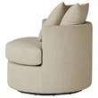 Pemberly Row Upholstered Round Swivel Accent Chair with Pillows in Camel