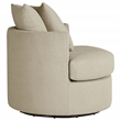 Pemberly Row Upholstered Round Swivel Accent Chair with Pillows in Camel